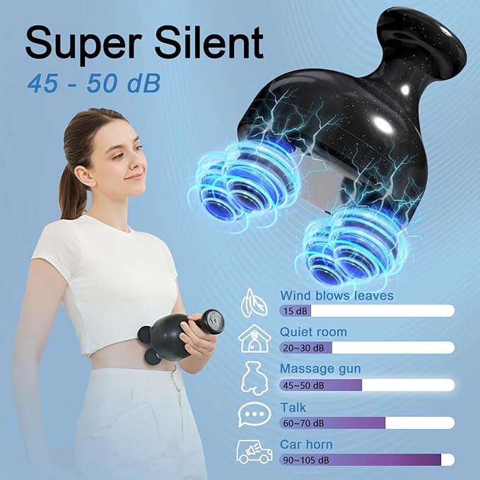 DEITY 4 Heads Handheld Massage Gun Deep Tissue, Electric Body Massager, Percussion Muscle Massager for Easing Shoulder and Back Tension, Perfect Gifts for Man Women, Black