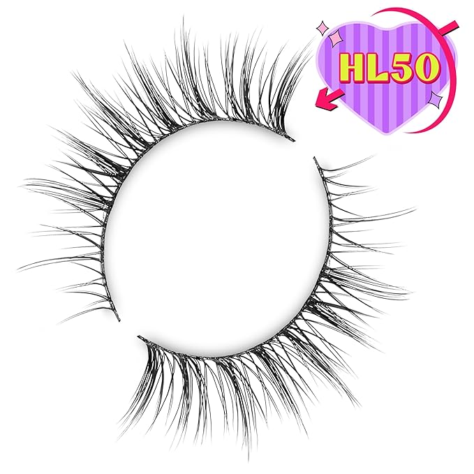 Onlyall Natural Lashes Wispy Lashes Natural Look False Eyelashes Natural Flared Eyelashes False Eye Lashes Soft Fluffy Lashes 7 Pairs HF50-Short Lashes