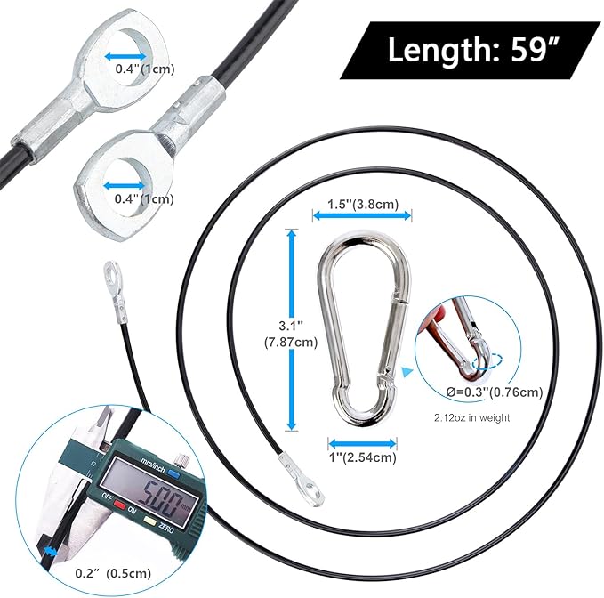 Favuit Fitness Pulley Cable, Gym Replacement Cable Heavy Duty Steel Wire Rope Fitness Cable Pulley System Attachments Home Gym Machine Equipment Workout Accessories