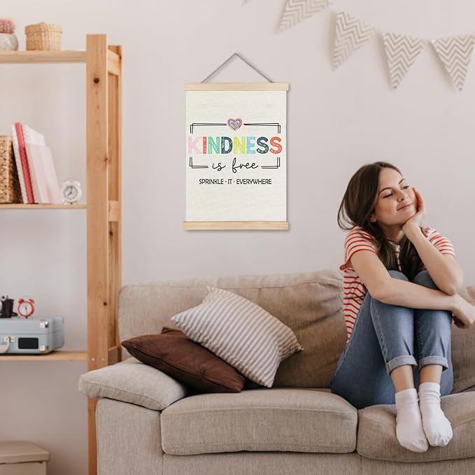 JINYO Inspirational Wall Decor, Kindness Is Free Motivational Wall Art Poster, Inspirational Positive Quotes Canvas Prints Wall Decor for Home Living Room Bedroom Dorm Office, 12x16 Inches