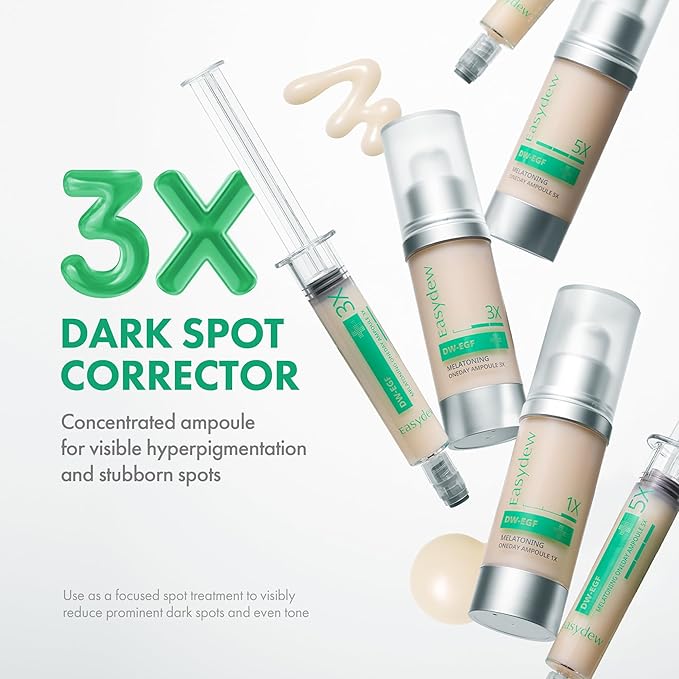 Easydew DW-EGF Melatoning Ampoule 3X - Hydrating Dark Spot Serum with Niacinamide & Glutathione for Uneven Skin - Fast Absorbing Day & Night Ampoule Korean Skin Care (Pump 0.27 fl oz, EGF 3X)