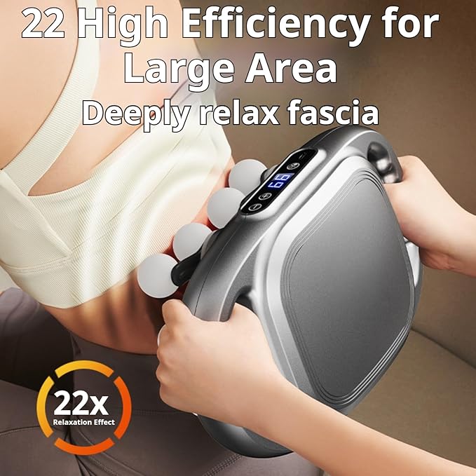 Morglea Deep Tissue Massager, 2025 Upgraded 22 Head Massage Gun, 99 Intensity Levels with 9 Modes, Quiet Muscle Relief Massager for Legs, Waist, Buttocks Muscles