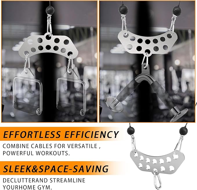 J Bryant Heavy Duty Stainless Steel Double to Single Anchor Plate - 6mm Thick Cable Machine Attachment with 3 Carabiners for Gym Pulley LAT Pulldown, Forearm & Grip Training