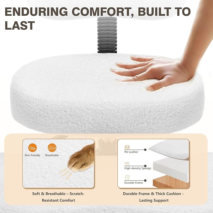 Cross Legged Office Chair, Criss Cross Desk Chair ADHD Meditation Kneeling Yoga Seat with Adjustable Height, Lumbar Support, Wider Footrest and Wheels (Pearl White)