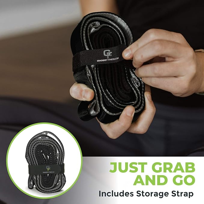 Gradient Fitness Stretching Strap for Physical Therapy, 12 Multi-Loop Stretch Strap 1" W x 8' L, Neoprene Handles, Physical Therapy Equipment, Yoga Straps for Stretching, Leg Stretcher.