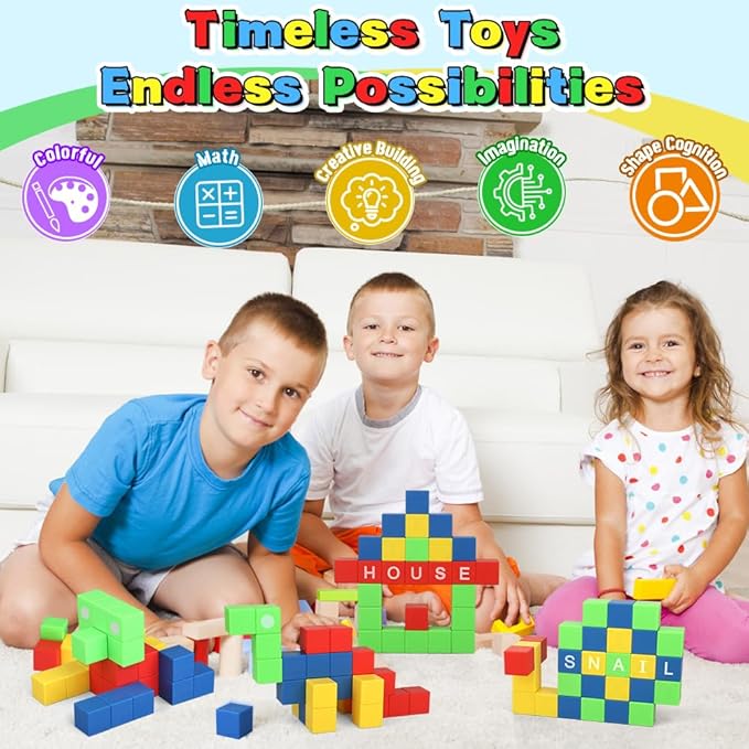 Dilabnba 32PCS Magnetic Building Blocks for Kids Ages 3-5 4-8, 3D Magnet Cube Montessori Toy, Sensory Preschool Creative STEM Montessori Toy