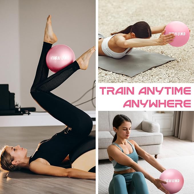 Pilates Ball, 9 Inch Small Exercise Mini Soft Workout Yoga Ball with Exercise Guide, for Home Gym Yoga, Pilates, Core Training, Workout, Balance, Stability