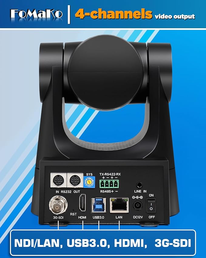 FoMaKo NDI PTZ Camera, AI Auto-Tracking Gen 3, 20x Optical Zoom HDMI PTZ Camera for Church Worship Education Events (NDI 6 & NDI HX3 Certified)(KN20A Pro Black)