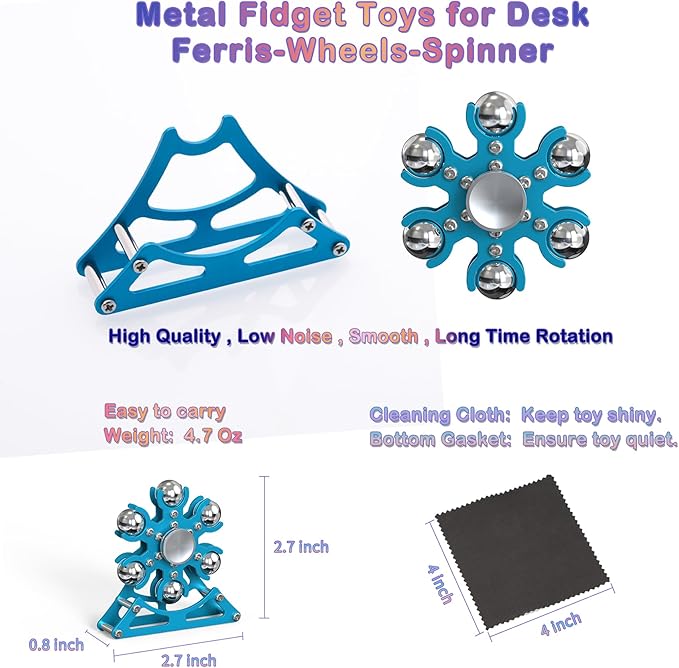 Desk-Toys for Fidget Ferris-Wheel-Spinner: 4mins Kinetic-Spinning Cool-Gadgets, Cool-Stuff Thing Toy for Office School Home Man Women Christmas, Stress-Relief Game Gifts for Adult Teen Children Kid