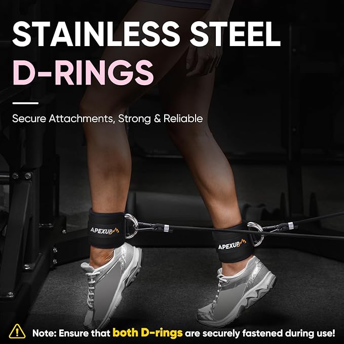 APEXUP Ankle Strap for Cable Machine, Ankle Resistance Bands, Cable Kick Back Straps for Gym, Glute Workouts, Leg Extensions, Adjustable Straps with Neoprene Padding