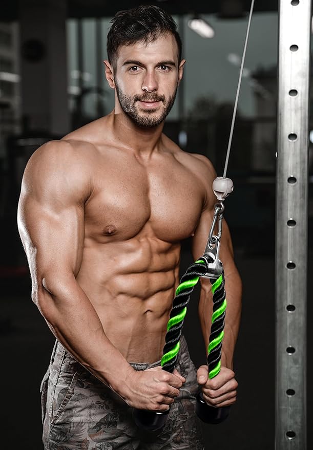 Deluxe Tricep Rope Pull Down Cable, 27 & 36 Inch Rope Length, Easy to Grip & Non-Slip Cable Attachment for Gym Workout Exercise