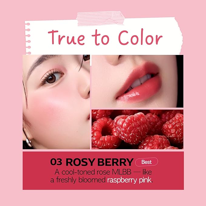 FRUDIA Korean Makeup Lip + Cheek Glow Jam |Long lasting, Moisturizing & Plumping | Non - Sticky & Glossy Color for Eyes, Lips & Cheeks |Rosy Berry – Rosy raspberry pink - 4.5 gm