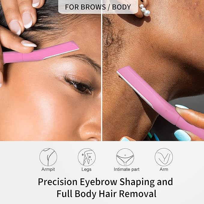 Dermaplane Razor for Women Face, Precision Face Razors for Women, Dermaplaning Tool, Eyebrow Razor, Skin-friendly Microblades with Protective Cap, 10 Count (Lavender)