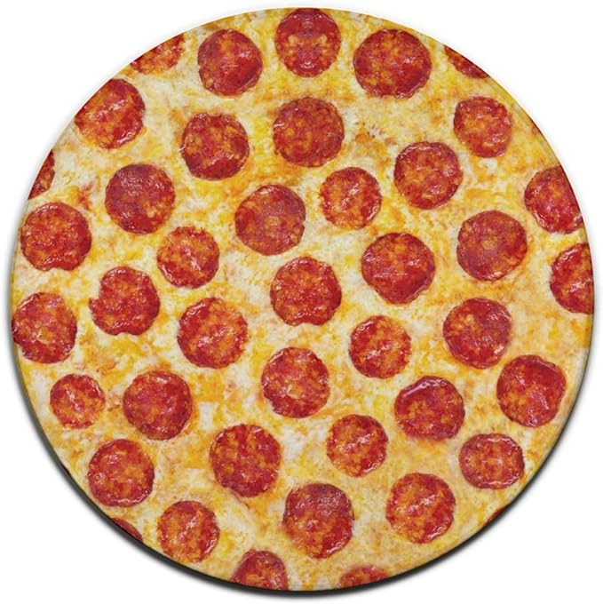 Large Machine Washable Circular Rugs, Home Decor Round Mat for Living Room Sofa Office Compatible with Pepperoni Pizza