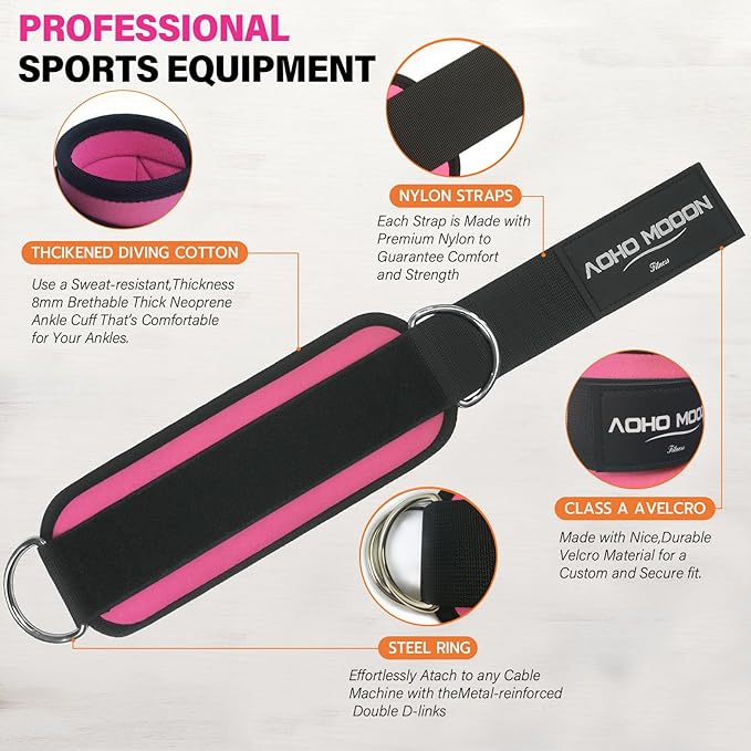 Ankle Strap for Cable Machine Attachments, Gym Accessories for Women and Men, Neoprene Ankle Cuffs for glute Kickback, Leg Workouts ande Booty Hip Abductors Exercise