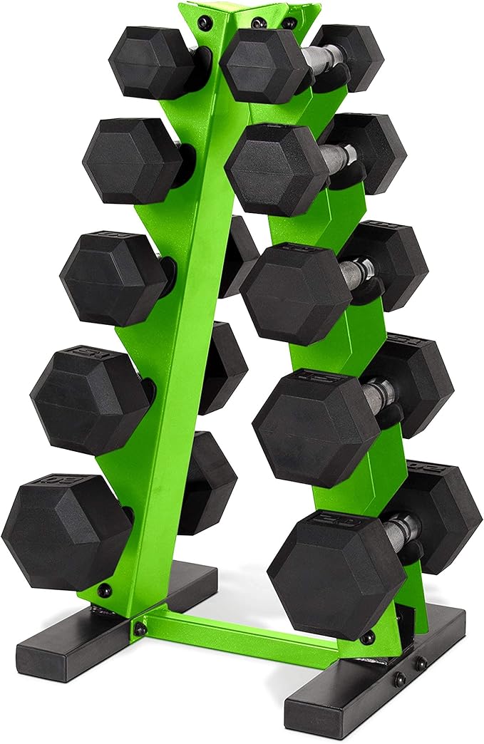 WF Athletic Supply Dumbbell Rack, 5-Tier A-Frame Dumbbell Rack for Dumbbell Storage, Color Options Available in Black/White/Green/Yellow/Red/Pink/Orange & Blue
