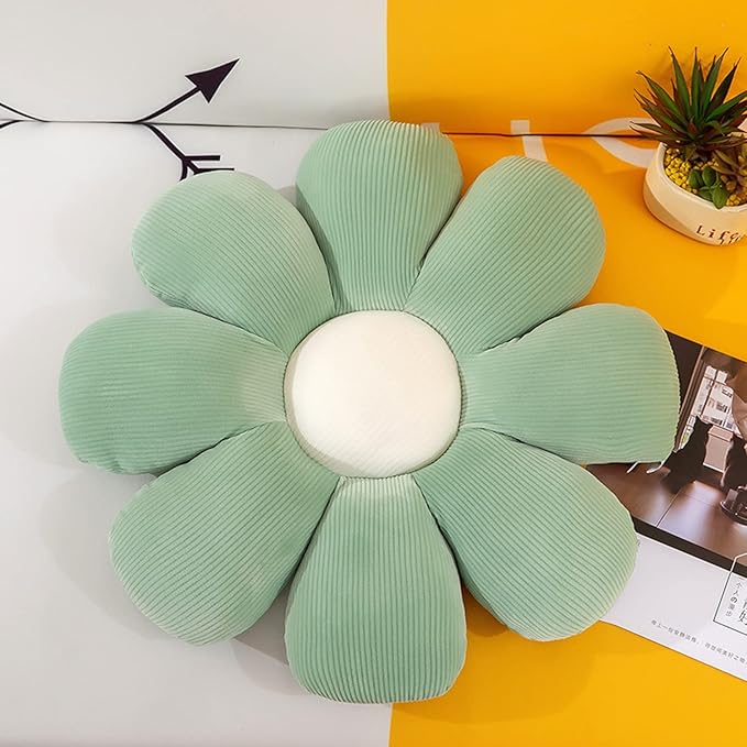 Flower Shaped Throw Pillow - Soft Seating Cushion for Bedroom, Sofa, Bed, Reading (21 inch, Green, 1 Count)