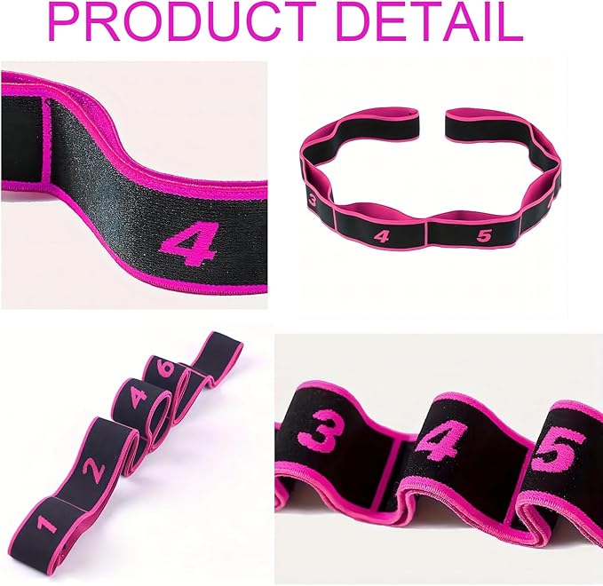 2 PCS Kids Dance Stretch Straps - Multi-Loop Adjustable Exercise Bands - 8 Loops (Pink)
