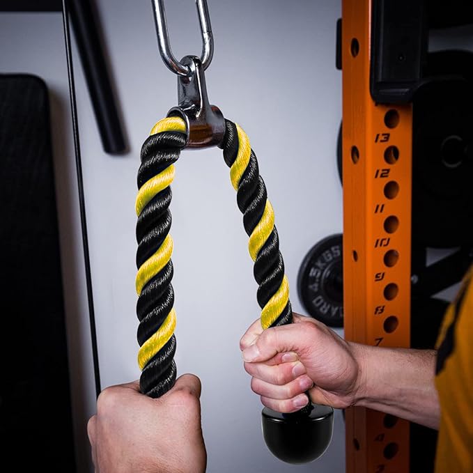 Deluxe Tricep Rope Pull Down Cable, 27 & 36 Inch Rope Length, Easy to Grip & Non-Slip Cable Attachment for Gym Workout Exercise