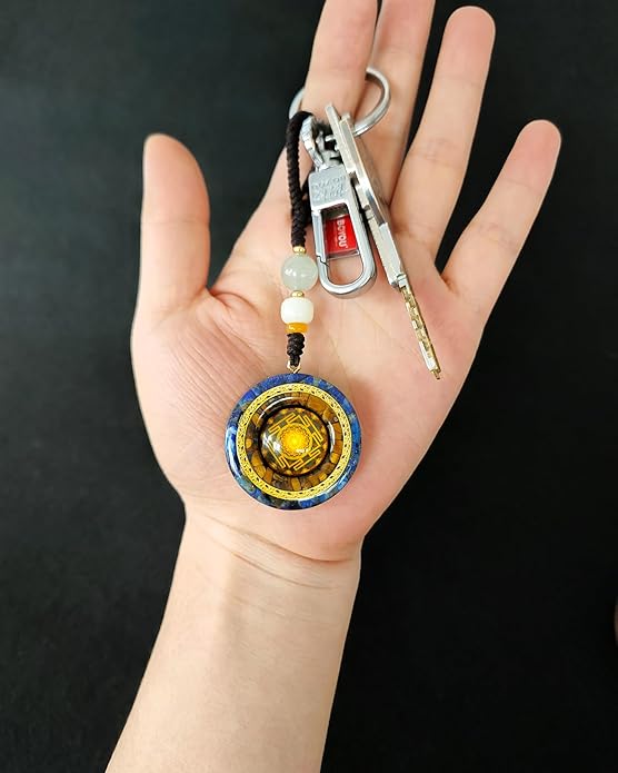 Day Day Up Orgonite Necklace - Sri Yantra Rotatable Pendant For Anti Stress Anxiety & Meditation - Malachite And Tiger Stone For Spiritual Healing & Positive Energy