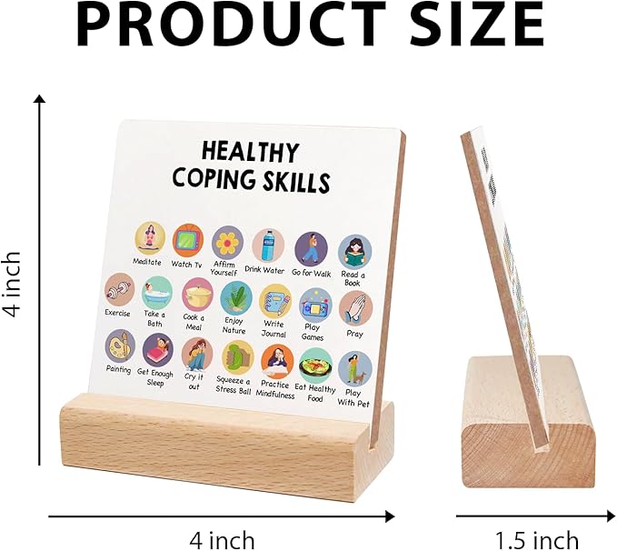 Mental Health Sign, Inspirational Positive Plaque Sign, Mental Health Growth Mindset Wooden Sign Decor with Wooden Stand, Positive Gifts for Psychologist School Counselor Student Boy Girl