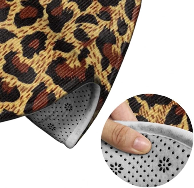 Large Home Decor Mat, Soft Round Yoga Carpet, Non-Slip Machine Washable Kitchen Office Circle Rug Compatible with Leopard Cheetah Print
