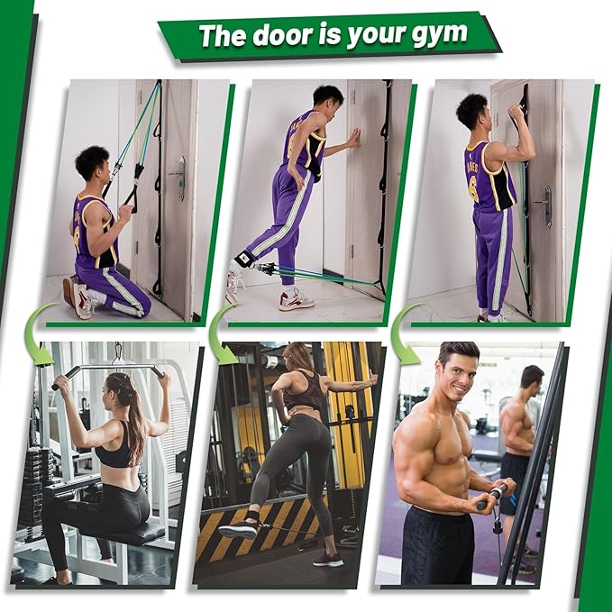 Slim Panda Door Anchor Strap for Resistance Bands, Door Resistance Bands for Workouts, Strength Training, Portable Door Gym Attachment for Home Fitness, Multi Point Anchor Workout Equipment