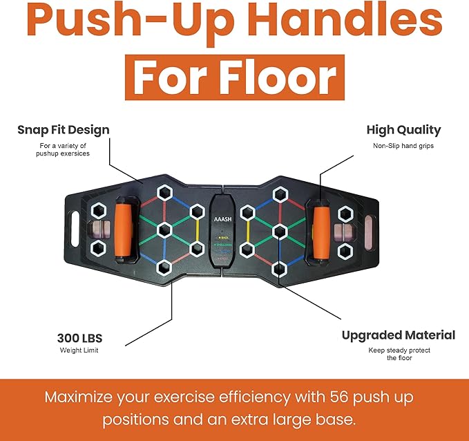 AAASH Push Up Board - 25-in-1 Home Gym Equipment - Portable Board with Color-Coded Variations and Accessories for Chest, Back, Triceps, and Arms - Perfect for Gym Freak