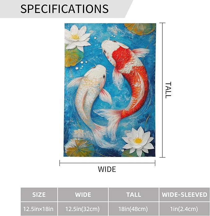 Koi fish Garden Flag 12x18 In Double Sided Yard Flags Lawn Sign Decor No Flagstand
