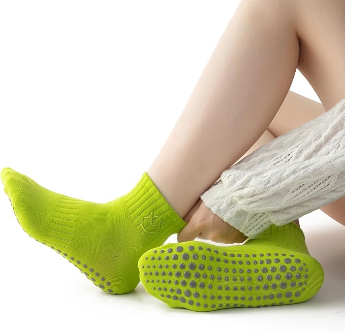 3/6 Pairs Cute Pilates Socks with Grips,Yoga Socks Barre Sock Non Slip Embroidery for Barre Ballet Barefoot Workout