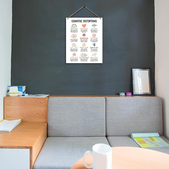 Mental Health Therapy Office Wooden Hanging Wall Decor Positive Energy Wood Sign Positive Affirmations Wood Wall Decor Office School Classroom Nursery Homes chool Decor Therapist Gifts 8''X10'' (DH74)