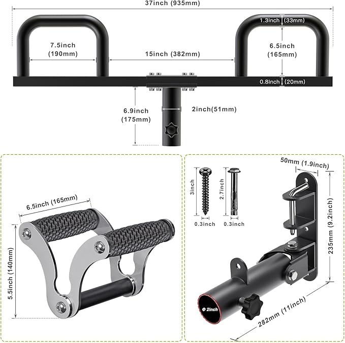 Kipika Landmine Attachment for Olympic Barbell Bars, Wall Mount Landmine Attachment, V Bar Row Landmine Handle and Viking Press Landmine Handle, Versatile Strength Training Equipment for Home Gym