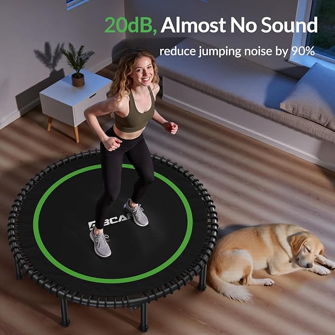 BCAN 450LBS/550LBS Foldable Mini Trampoline, 40"/48" Fitness Trampoline with Durable Bungees, Stable & Quiet Exercise Rebounder for Adults,Great Mini Trampoline for Indoor/Garden Workout - 2