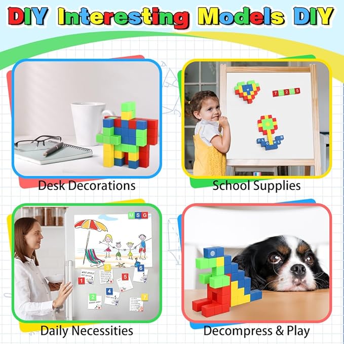 Dilabnba 32PCS Magnetic Building Blocks for Kids Ages 3-5 4-8, 3D Magnet Cube Montessori Toy, Sensory Preschool Creative STEM Montessori Toy