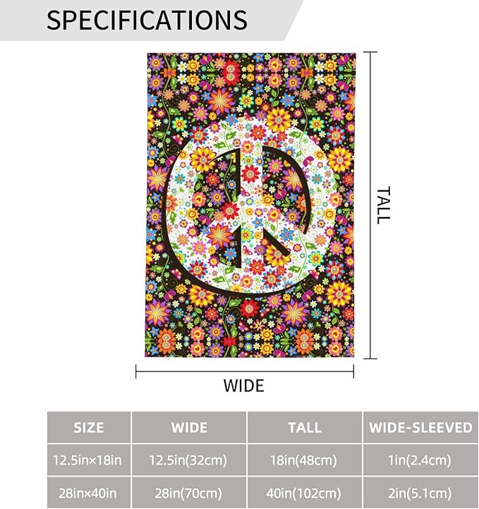 Flowers of Peace Garden Flag 12x18 In Double Sided Yard Flags Lawn Sign Decor No Flagstand