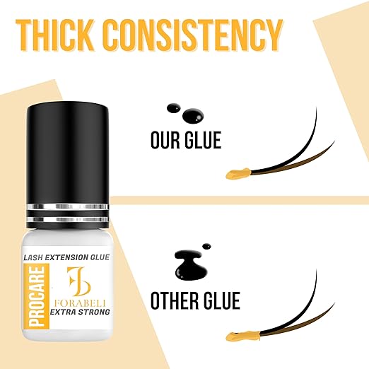 Forabeli Pro Care Lash Extension Glue, 1–2 Sec Fast Dry, 8 Week Retention, Advanced Bonding System, Professional Eyelash Extension Glue, Lash Adhesive for Eyelash Extensions