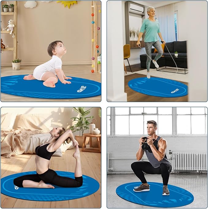 Jump Rope Mat Outdoor Indoor, Oval 52'' x 36'' Non-slip Fitness Exercise Mat, 5mm Shock Absorption Extra Thick Design, Suitable for Home Gym Floor, Concrete Jump Roping