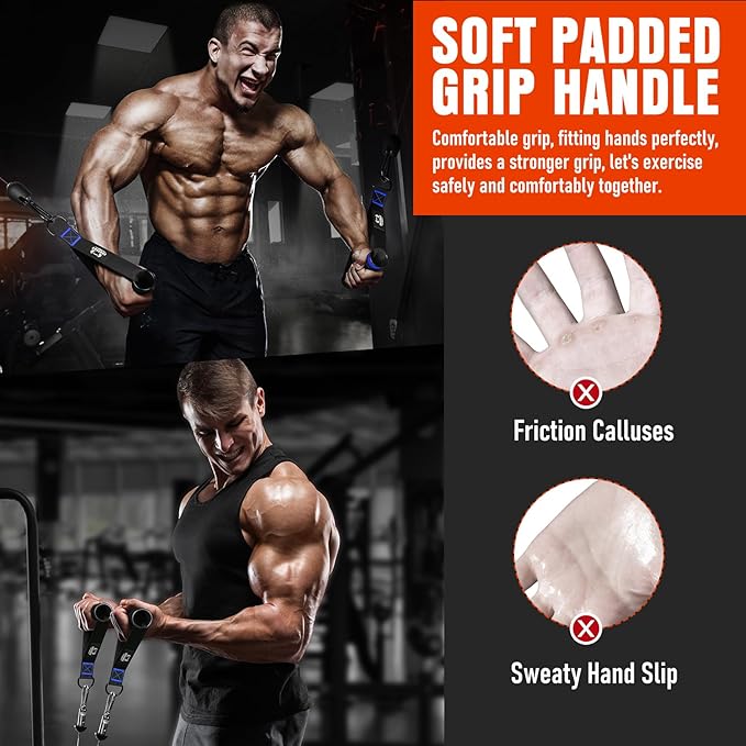 Heavy Duty Exercise Handles, Gym Cable Handles for Cable Machine Attachments, D Handle Cable Attachments, Handles for Resistance Bands, Workout Accessories, Fitness Equipment for Home Gym
