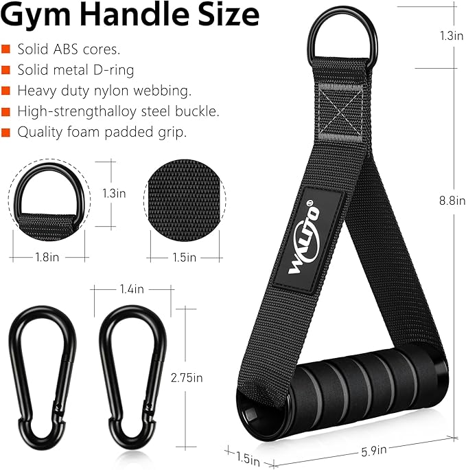 WALITO Exercise Handles, Replacement Cable Machine Attachments for Home Gym Equipment, Pulley System, Pilates, Resistance Bands, Strength Trainer, Heavy Duty Working Out Handles