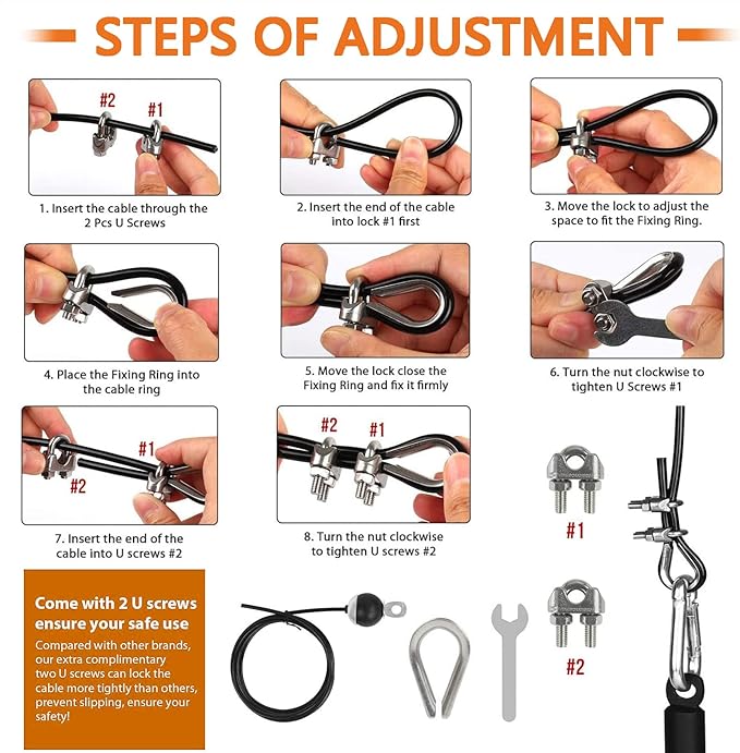 Weight Cable Pulley System Gym Upgraded Fitness LAT and Lift Pulley Attachments Tricep Workout Pulley System with Adjustable Length Cable for Home Gym LAT Pull Down Biceps Curl Tricep Arm Workouts