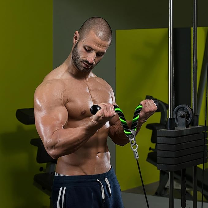 Deluxe Tricep Rope Pull Down Cable, 27 & 36 Inch Rope Length, Easy to Grip & Non-Slip Cable Attachment for Gym Workout Exercise