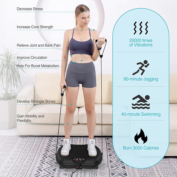 AXV Vibration Plate Exercise Machine Whole Body Workout Portable Mini Vibrate Fitness Platform Lymphatic Drainage Machine for Weight Loss Shaping Toning Wellness Home Gyms Workout (Mini)