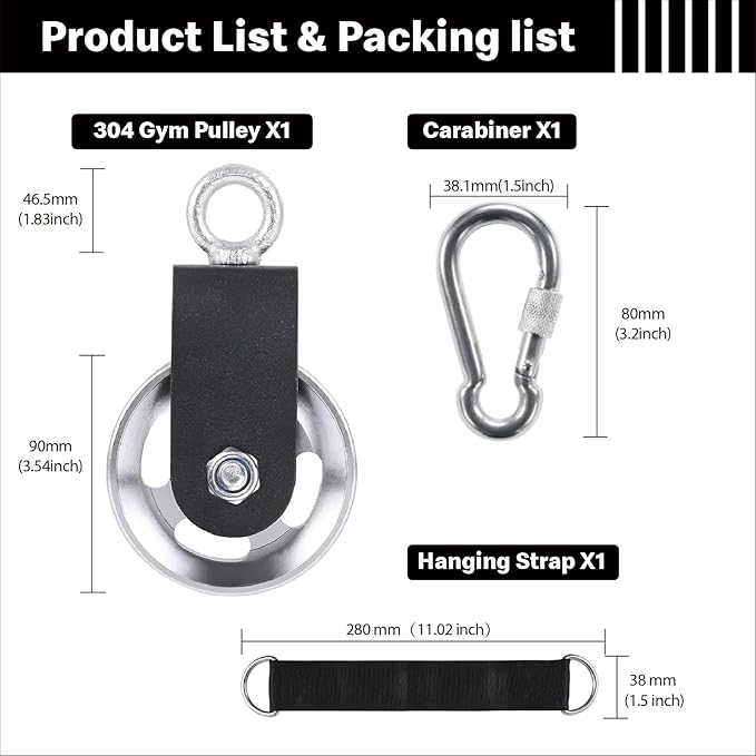 Pulley system for home gym, Aluminum GYM Pulley Wheel Universal Aluminum Alloy Bearing Pulley Wheel for Cable Machine Gym Equipment Part Garage Door