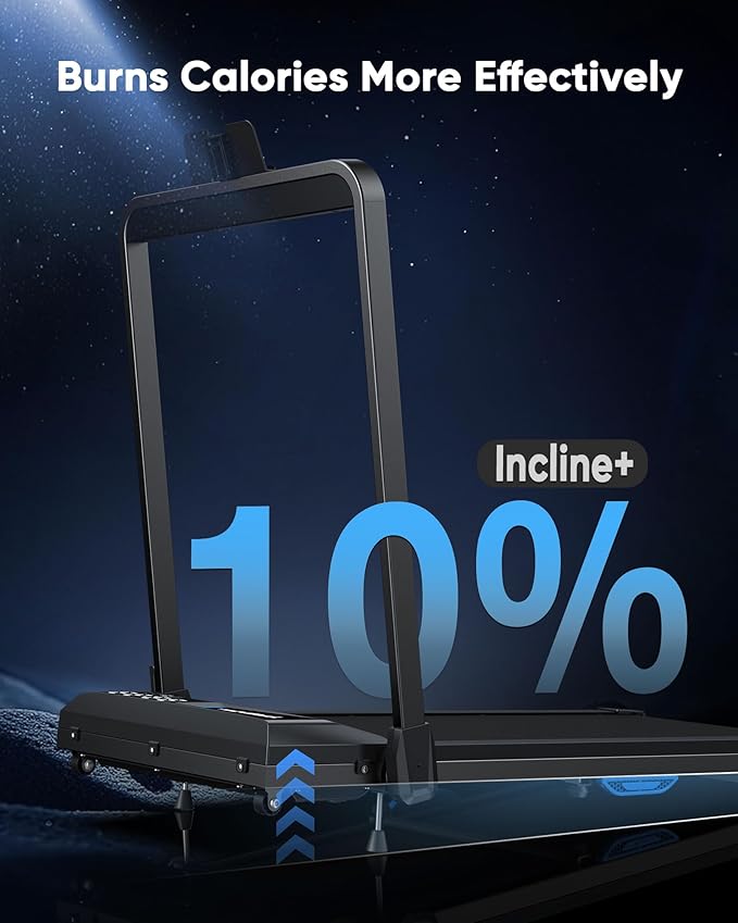 COZYINN 10% Incline Walking Pad - 2.5HP 4MPH/7.6MPH 265/340+lb Capacity Treadmills for Home, Portable Foldable Adjustable Incline Treadmill with Wide Running Area, Mute Control, Works with KINOMAP