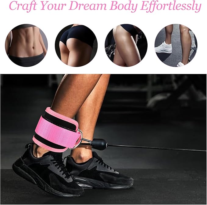 Ankle Straps for Cable Machines Cable Kick Back Ankle Straps Kickback Ankle Strap Ankle Resistance Bands Glute Kickback Ankle Strap for Glute Workouts Leg Extensions Gym