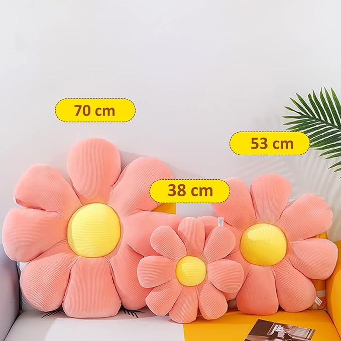 Flower Shaped Throw Pillow - Soft Seating Cushion for Bedroom, Sofa, Bed, Reading - Floor Plush Room Decor (15 inch, Pink)