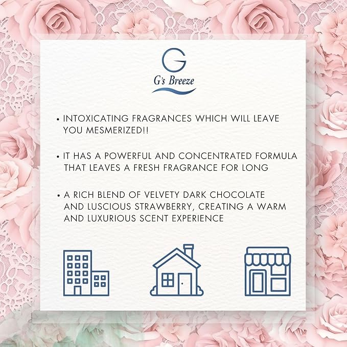 G's Breeze Smart Aroma Diffuser with 60ml Rose Scent Refill – Bluetooth & Wi-Fi App Control - LED Lighting, Adjustable Intensity - Long-Lasting Romantic Floral Fragrance for Home or Office