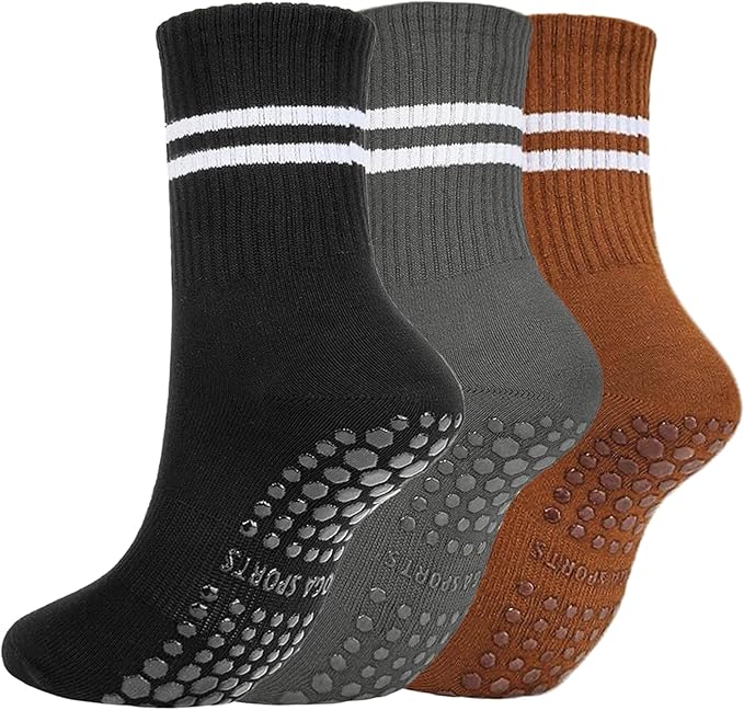 3/6 Pairs Cute Pilates Socks with Grips,Yoga Socks Barre Sock Non Slip Embroidery for Barre Ballet Barefoot Workout