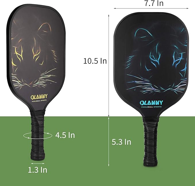 Graphite Pickleball Paddles Set- Premium Rackets Fiber Face & Polymer Honeycomb Core Pickleball Set Includes Pickleball Paddles + Pickleball Balls+ Replacement Soft Grip + 1 Bag