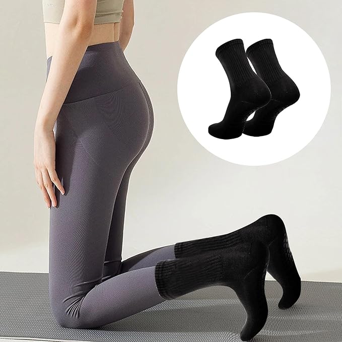 3 Pairs Non Slip Yoga Socks for Women Anti-skid Long Socks for Yoga, Barre, Ballet, Dance, Barefoot Workout Gym